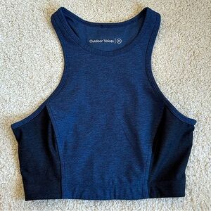 Outdoor Voices Colorblock Crop Top Bra Navy Blue & Black XS